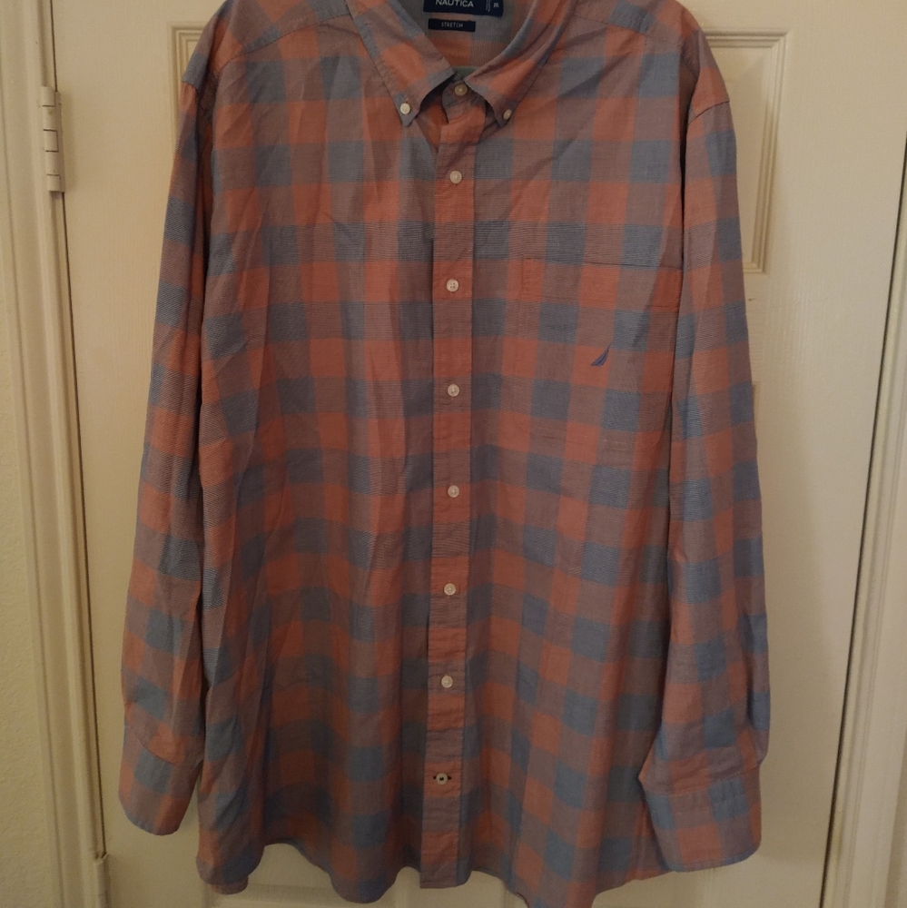 Nautica Stretch Checkered Long Sleeve Button Down Shirt Men's sz 2XL. - Picture 2 of 7